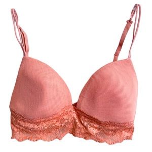 Cosabella Never Say Never Soft Padded Bra Lace Trim Spaghetti Strap Peach Pink S